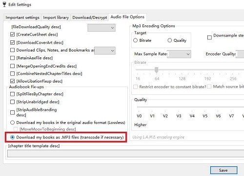 paramètres libation